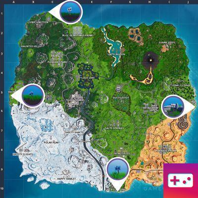 Fortnite: Week 2 Challenge: Visit the most northern, southern, eastern and western points of the island