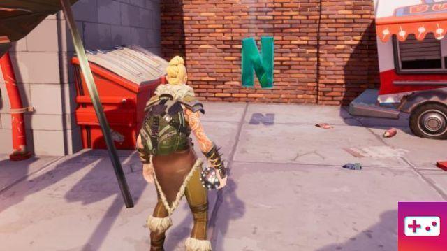 Fortnite: Urban Journey Challenge: Pesquise as letras ONFIRE