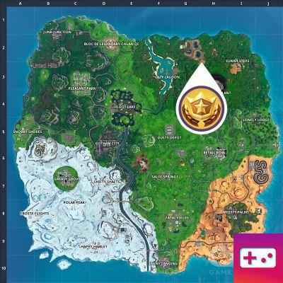 The hidden star on the loading screen is west of Sunny Steps, Gothic Challenge, Week 8, Season 10