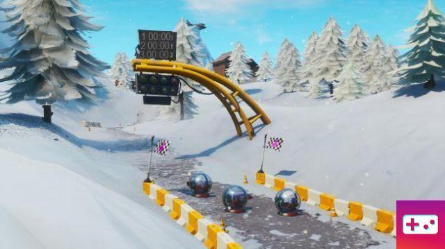 Fortnite: Challenge week 5, season 9: Complete a lap on a circuit in the desert, in the snow, and in a meadow
