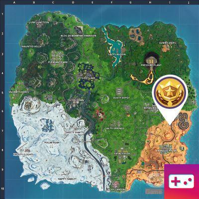 The hidden star on the loading screen is north of Paradise Palms, Eve's Leftovers Challenge, Week 3, Season 10