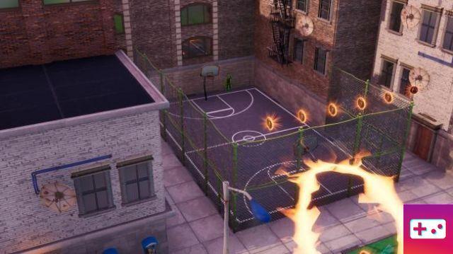Fortnite: Urban Journey Challenge: Encontre Jonesy perto da quadra de basquete, perto dos telhados e em um trailer de caminhão