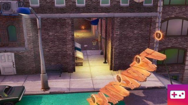 Fortnite: Urban Journey Challenge: Find Jonesy near the basketball court, near the rooftops and in a truck trailer