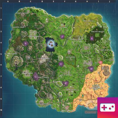 Fortnite: Challenge the Hunt week 6, the hidden banner is between Retail Row and the karting!