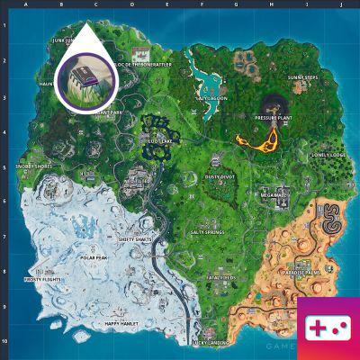 Fortnite: Decryption Challenge, chip 32: Search while carrying companion Kyo on your back at the northern end of the map