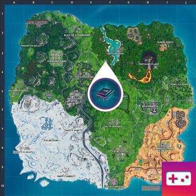 Fortnite: Decryption Challenge, chip 38: Search with the Vendetta outfit on the northernmost aerial platform