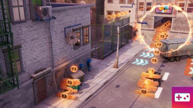 Fortnite: Urban Journey Challenge: Perform one of the fake jumps on the crane, the sky train and the fence